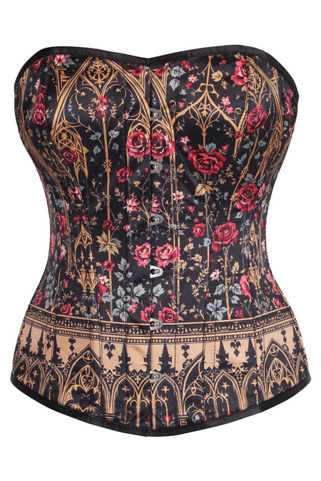 Gothic Rose Cathedral Overbust Corset – Victorian Romance Meets Dark Elegance