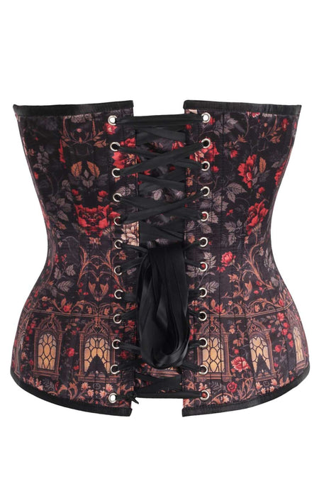 Midnight Bloom Overbust Corset – Gothic Rose & Raven Design