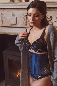 Corset Story CSFT087 Midnight Blue Underbust With Shimmering Hip Panels