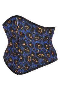 Front Zip Purple Leopard Print Waspie Corset