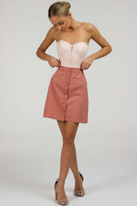 Corset Story SC-007 Dahlia Prairie Pink Cotton Overbust Corset With Zip Front