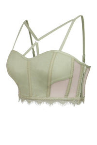 Lena Winter Pear Viscose and Lace Corseted Bralette with Strapping Detail