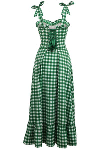 Corset Story SC-065 Camelia Gingham Green Cotton Corset Maxi Dress