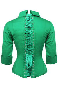 Corset Story SST026 Emerald Green Cotton Corset Shirt